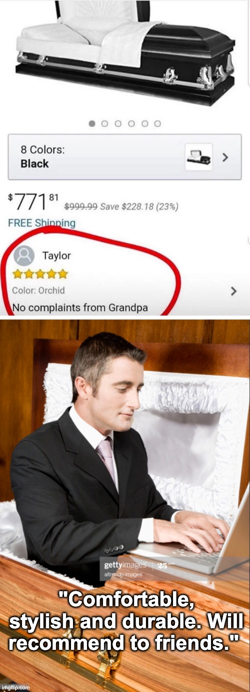 A very good review | "Comfortable, stylish and durable. Will recommend to friends." | image tagged in memes,unfunny | made w/ Imgflip meme maker