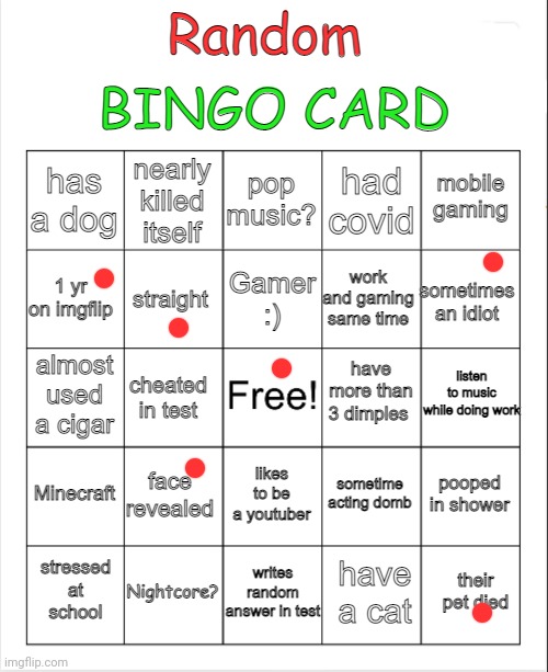 test Bingo Card