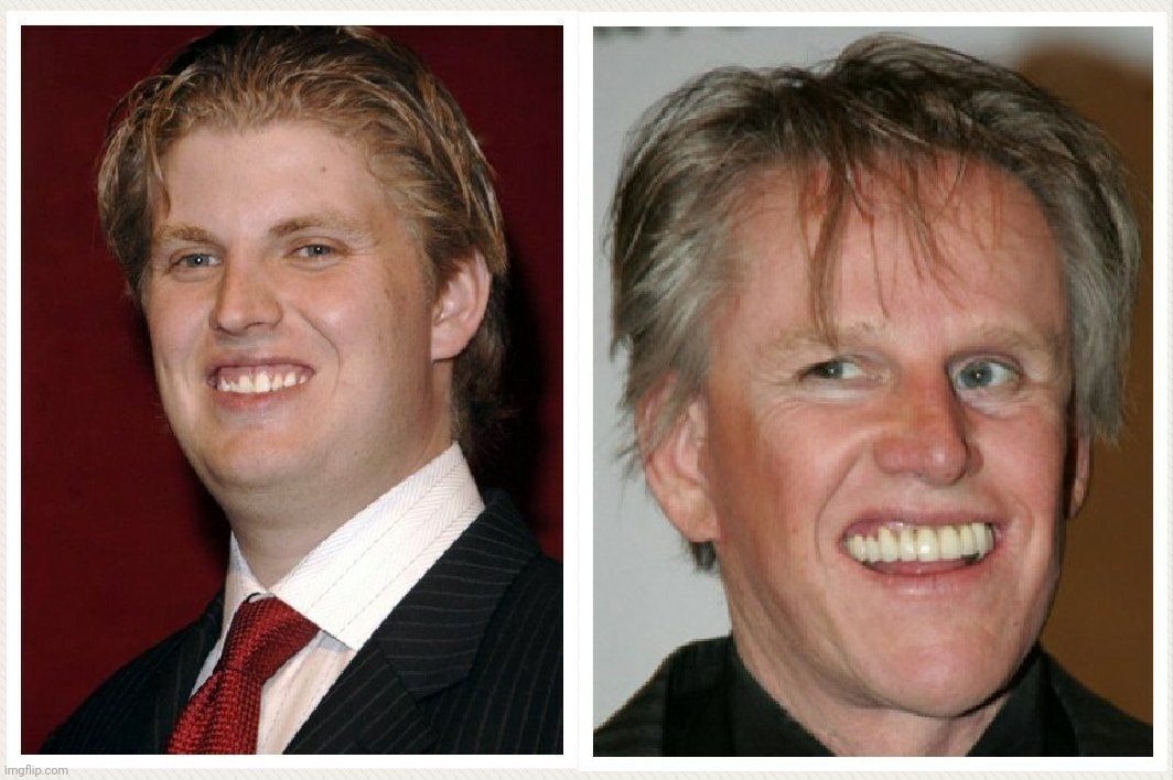 image tagged in gary busey jr,eric trump,gary busey,who's your daddy | made w/ Imgflip meme maker