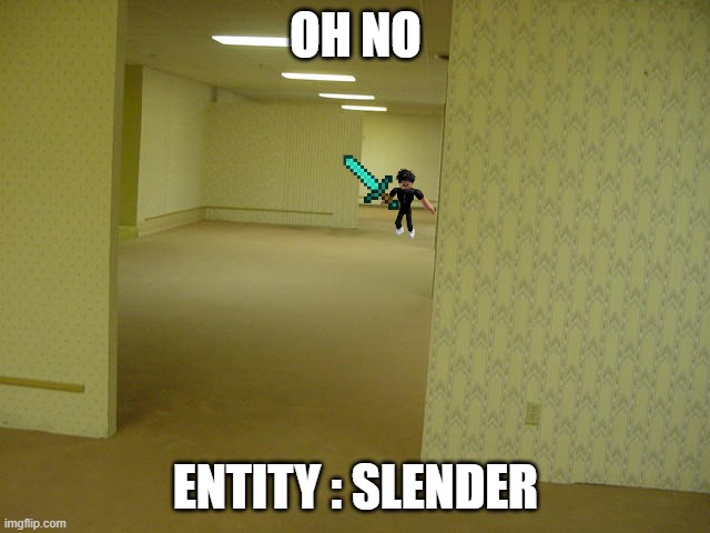 This guy is too lazy to add a title | OH NO; ENTITY : SLENDER | image tagged in the backrooms | made w/ Imgflip meme maker