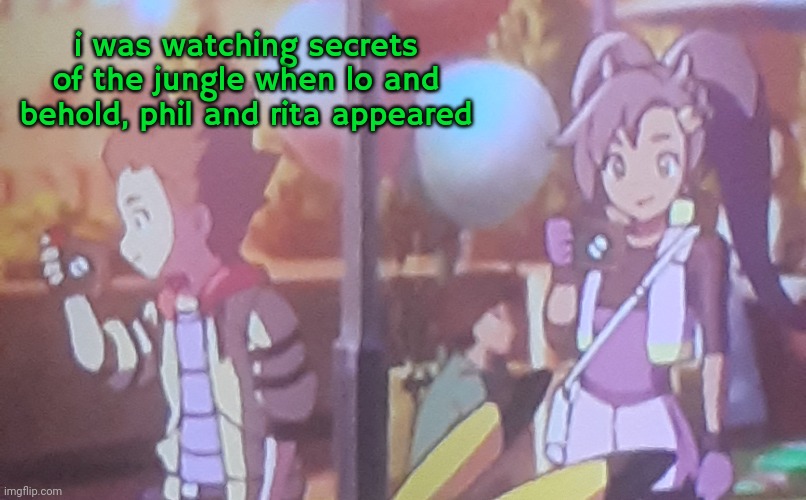 i wish you all a very new pokemon snap in the anime!!! | i was watching secrets of the jungle when lo and behold, phil and rita appeared | image tagged in pokemon,movie | made w/ Imgflip meme maker