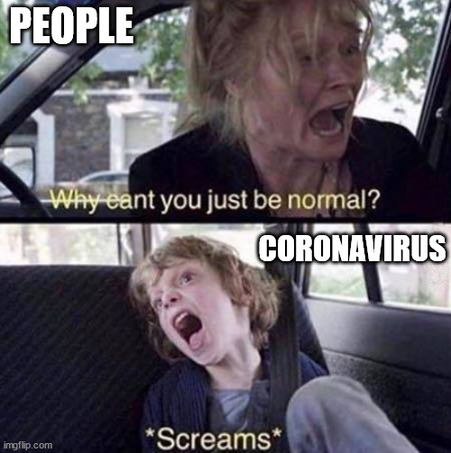 Why Can't You Just Be Normal | PEOPLE; CORONAVIRUS | image tagged in why can't you just be normal | made w/ Imgflip meme maker