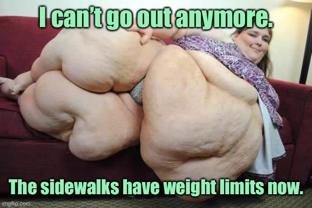 fat girl | I can’t go out anymore. The sidewalks have weight limits now. | image tagged in fat girl | made w/ Imgflip meme maker