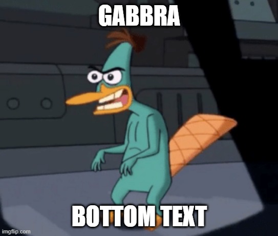 Gabbra | GABBRA; BOTTOM TEXT | image tagged in perry the platypus,dufenshinsmirtz,godzilla | made w/ Imgflip meme maker