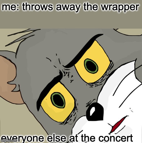 rapper |  me: throws away the wrapper; everyone else at the concert | image tagged in memes,unsettled tom,rapper,funy | made w/ Imgflip meme maker