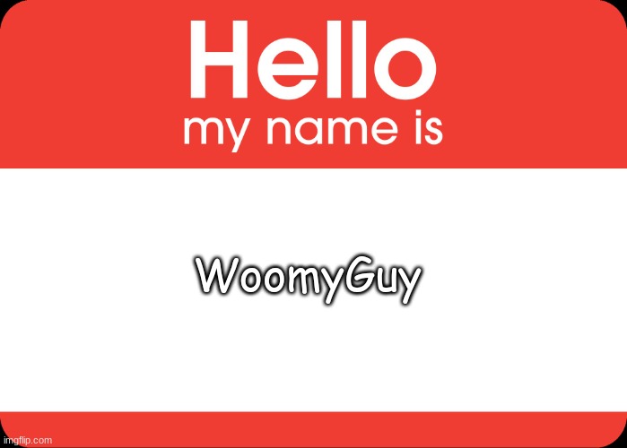 Thx for inviting me. | WoomyGuy | image tagged in hello my name is,woomyguy | made w/ Imgflip meme maker