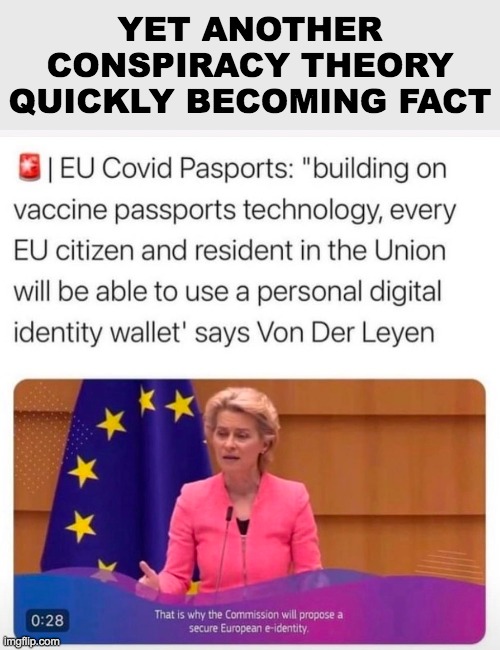 YET ANOTHER CONSPIRACY THEORY QUICKLY BECOMING FACT | image tagged in covid-19,vaccine passports,conspiracy theory | made w/ Imgflip meme maker