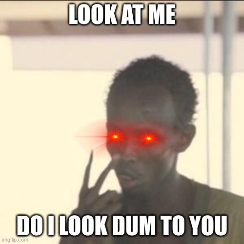 .../ | LOOK AT ME; DO I LOOK DUM TO YOU | image tagged in memes,look at me | made w/ Imgflip meme maker