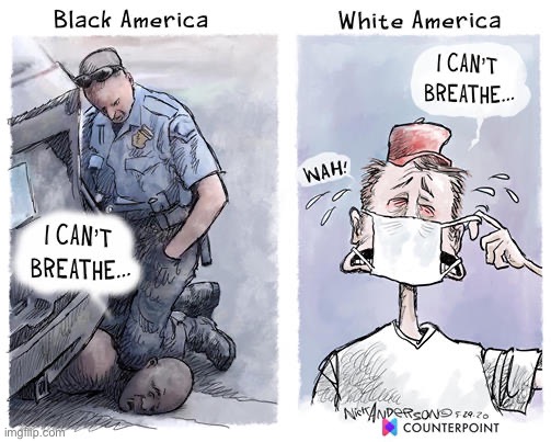 Black America vs. White America I can't breathe | image tagged in black america vs white america i can't breathe | made w/ Imgflip meme maker