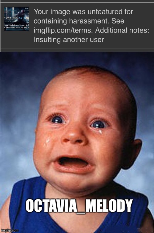 OCTAVIA_MELODY | image tagged in crying baby | made w/ Imgflip meme maker