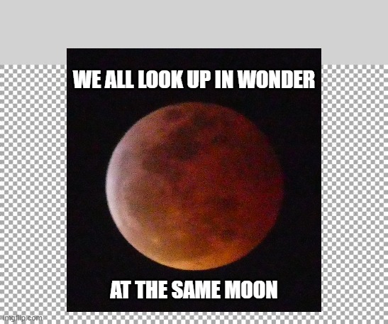 Blood Moon Awe | WE ALL LOOK UP IN WONDER; AT THE SAME MOON | image tagged in free | made w/ Imgflip meme maker