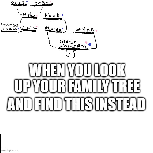 Family tree reality | WHEN YOU LOOK UP YOUR FAMILY TREE; AND FIND THIS INSTEAD | image tagged in family | made w/ Imgflip meme maker