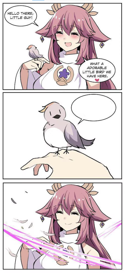 Yae miko eat bird Blank Meme Template