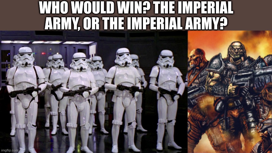 WHO WOULD WIN? THE IMPERIAL ARMY, OR THE IMPERIAL ARMY? | image tagged in imperial stormtroopers | made w/ Imgflip meme maker