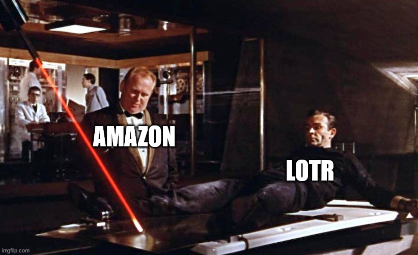 James Bond Goldfigner | LOTR; AMAZON | image tagged in james bond goldfigner | made w/ Imgflip meme maker