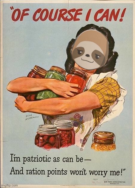 High Quality Sloth WWII ration points Blank Meme Template