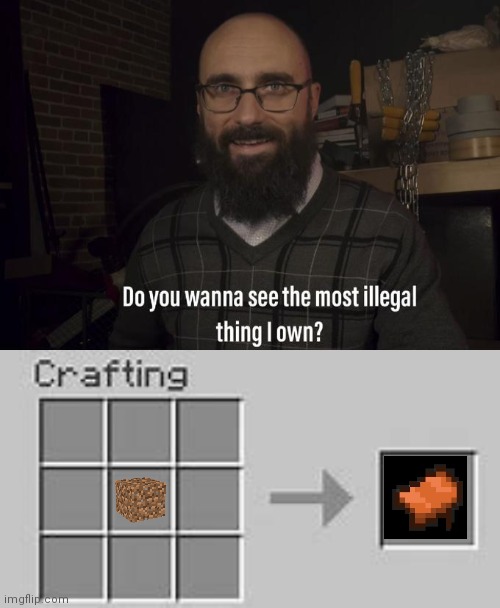 image tagged in do you want to see the most illegal thing i own,minecraft crafting | made w/ Imgflip meme maker
