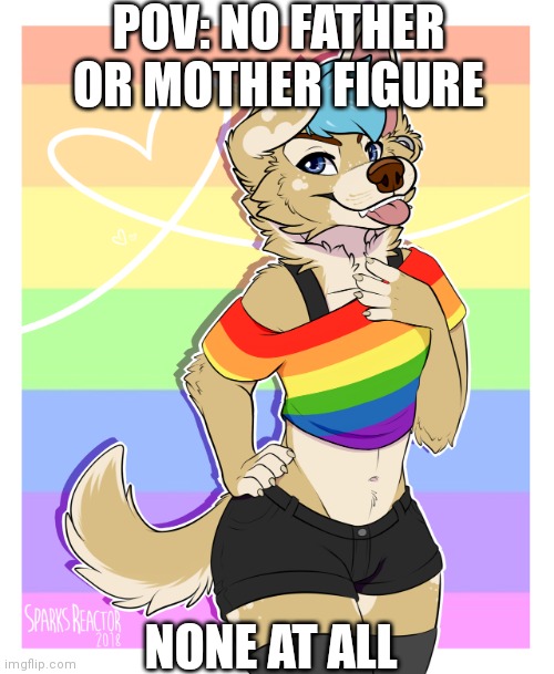 Femboy furry | POV: NO FATHER OR MOTHER FIGURE; NONE AT ALL | image tagged in femboy furry | made w/ Imgflip meme maker