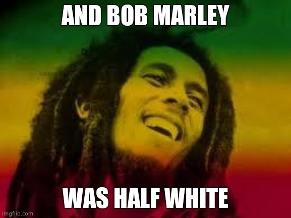 Bob Marley | AND BOB MARLEY WAS HALF WHITE | image tagged in bob marley | made w/ Imgflip meme maker