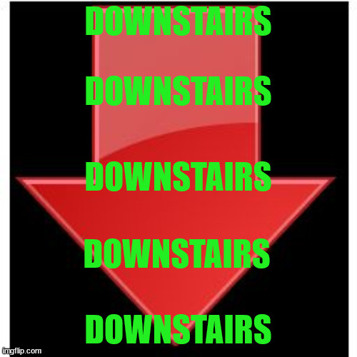 downvotes | DOWNSTAIRS DOWNSTAIRS DOWNSTAIRS DOWNSTAIRS DOWNSTAIRS | image tagged in downvotes | made w/ Imgflip meme maker