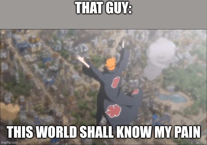 This world shall know pain | THAT GUY: THIS WORLD SHALL KNOW MY PAIN | image tagged in this world shall know pain | made w/ Imgflip meme maker