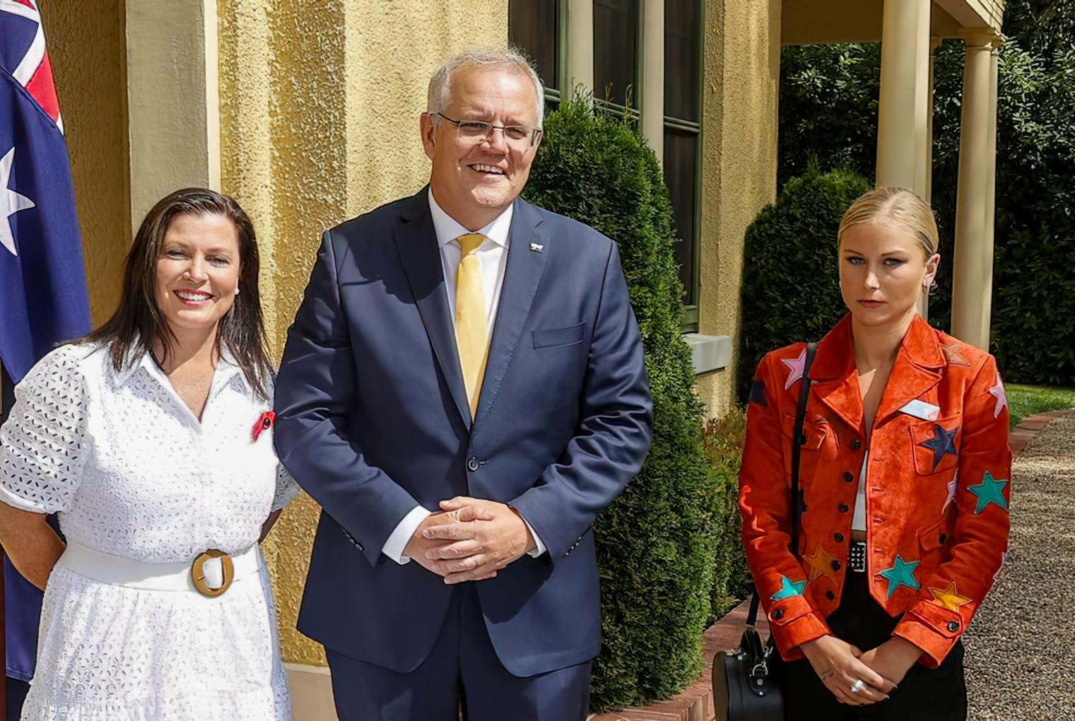 High Quality Scomo with his wife Jenny and Grace Tame Blank Meme Template