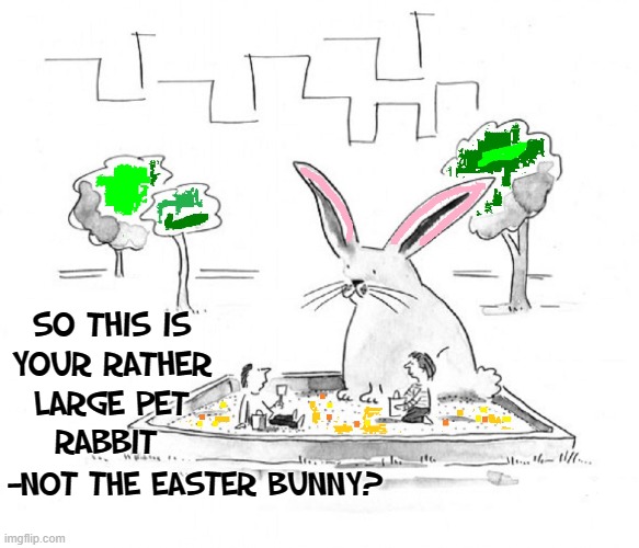 Be thankful he's not carnivorous | SO THIS IS
YOUR RATHER
LARGE PET
RABBIT; —NOT THE EASTER BUNNY? | image tagged in vince vance,pet,rabbit,easter bunny,sandbox,memes | made w/ Imgflip meme maker