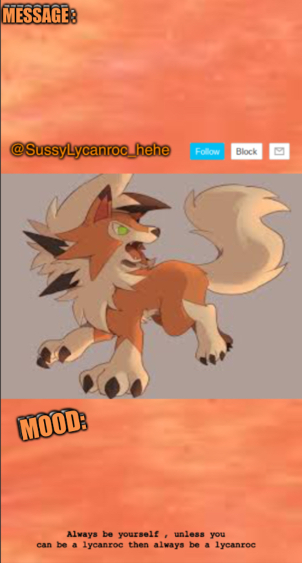 SussyLycanroc Annouce Blank Meme Template
