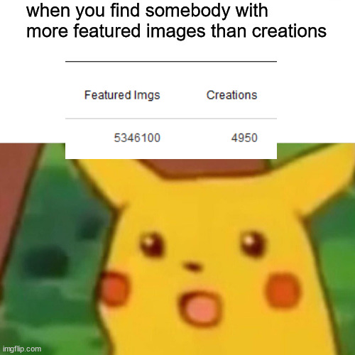 when somebody is just that good | when you find somebody with more featured images than creations | image tagged in images,surprised pikachu,when you | made w/ Imgflip meme maker