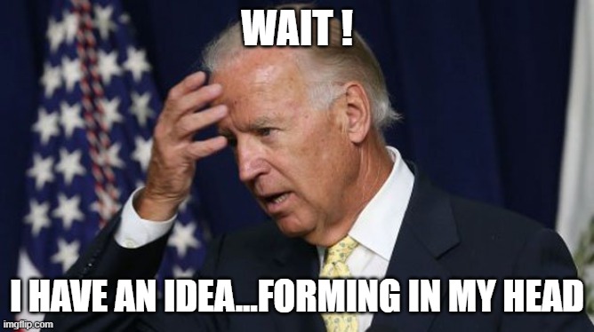 Joe Biden worries | WAIT ! I HAVE AN IDEA...FORMING IN MY HEAD | image tagged in joe biden worries | made w/ Imgflip meme maker