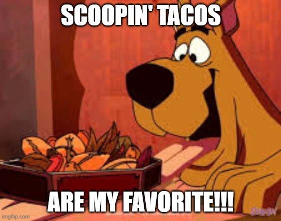 Scooping tacos | SCOOPIN' TACOS; ARE MY FAVORITE!!! | image tagged in tacos | made w/ Imgflip meme maker