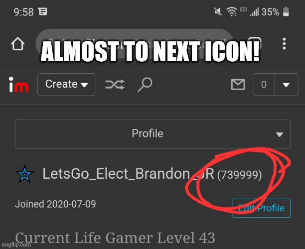 Icon almost there | ALMOST TO NEXT ICON! | image tagged in icon | made w/ Imgflip meme maker