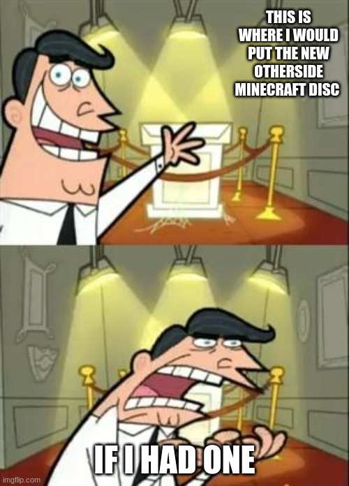 pain i cant find | THIS IS WHERE I WOULD PUT THE NEW OTHERSIDE MINECRAFT DISC; IF I HAD ONE | image tagged in memes,this is where i'd put my trophy if i had one | made w/ Imgflip meme maker