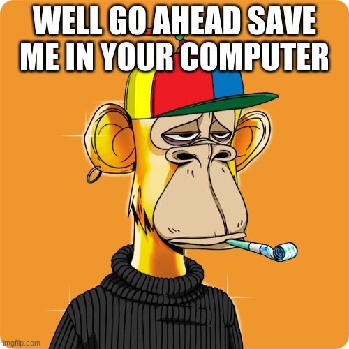 I am going to say that this is one way to steal an NFT | WELL GO AHEAD SAVE ME IN YOUR COMPUTER | image tagged in nft | made w/ Imgflip meme maker