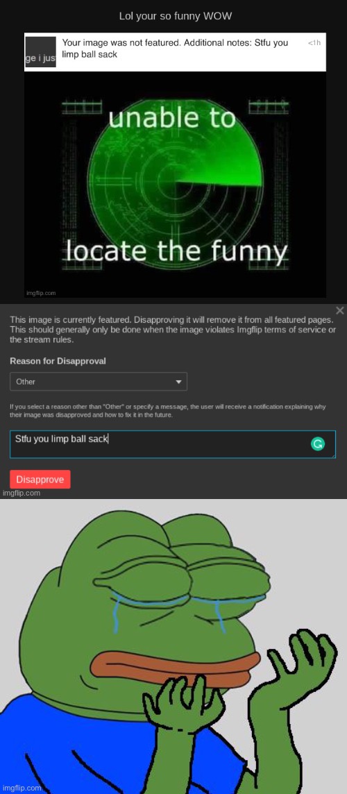(Trolling) | image tagged in pepe cry | made w/ Imgflip meme maker