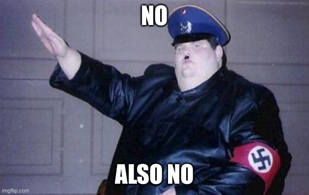 fat nazi | NO ALSO NO | image tagged in fat nazi | made w/ Imgflip meme maker