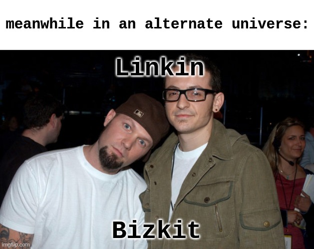 Meme I made a while back | meanwhile in an alternate universe:; Linkin; Bizkit | made w/ Imgflip meme maker