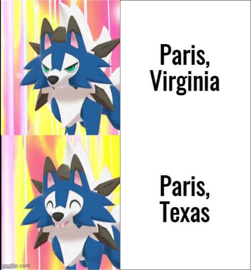 fixed lycandrake | Paris, Virginia Paris, Texas | image tagged in fixed lycandrake | made w/ Imgflip meme maker