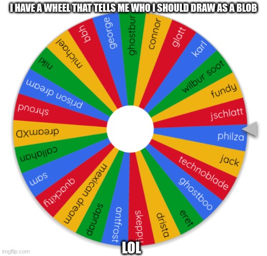 theres a lot of people | I HAVE A WHEEL THAT TELLS ME WHO I SHOULD DRAW AS A BLOB; LOL | image tagged in wheel,draw | made w/ Imgflip meme maker