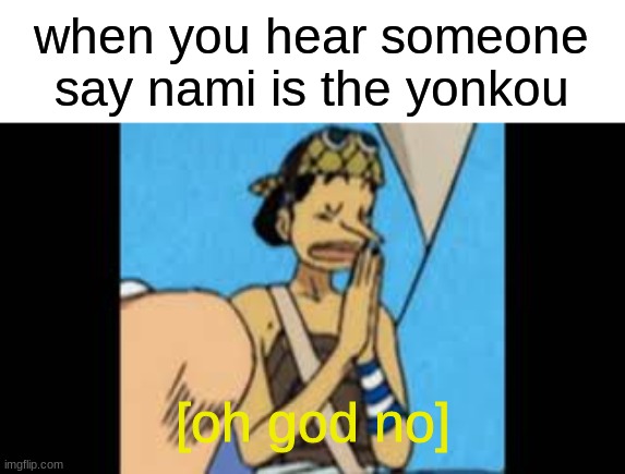 only for op stans | when you hear someone say nami is the yonkou; [oh god no] | image tagged in funny memes | made w/ Imgflip meme maker