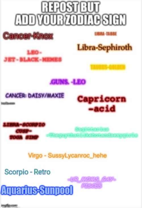 Aquarius-Sunpool | image tagged in zodiac signs | made w/ Imgflip meme maker