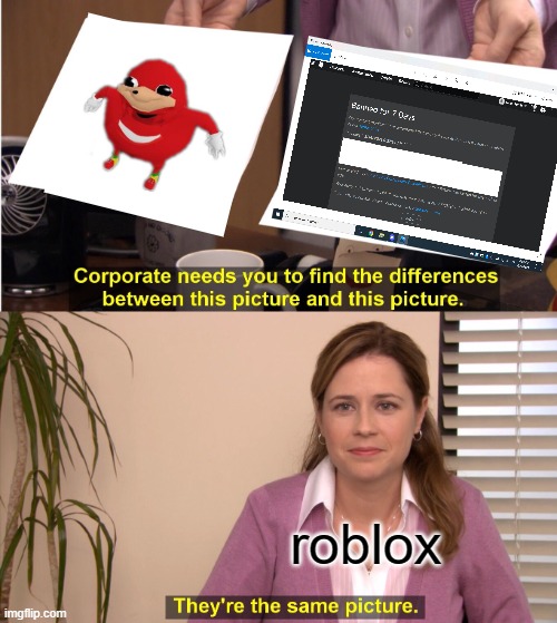 legit roblox now | roblox | image tagged in memes,they're the same picture | made w/ Imgflip meme maker
