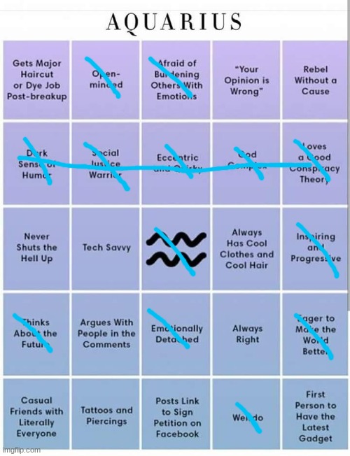 Yay :> | image tagged in aquarius bingo | made w/ Imgflip meme maker