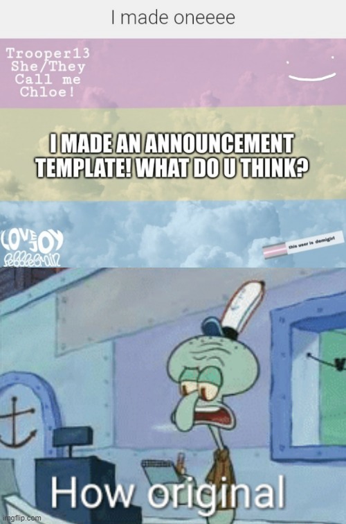 image tagged in squidward how original | made w/ Imgflip meme maker