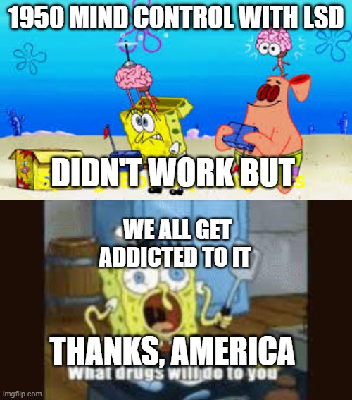 fun | 1950 MIND CONTROL WITH LSD; DIDN'T WORK BUT; WE ALL GET ADDICTED TO IT; THANKS, AMERICA | image tagged in fine i'll do it myself | made w/ Imgflip meme maker