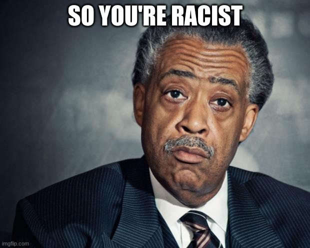 al sharpton racist | SO YOU'RE RACIST | image tagged in al sharpton racist | made w/ Imgflip meme maker