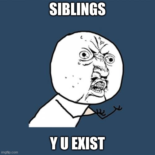Siblings | SIBLINGS; Y U EXIST | image tagged in memes,y u no | made w/ Imgflip meme maker