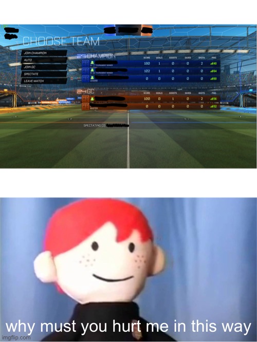 Made a new meme template but its probably already a thing | image tagged in why must you hurt me in this way / rocket league | made w/ Imgflip meme maker