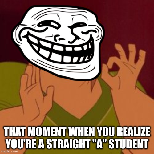 when you're a straight "A" student |  THAT MOMENT WHEN YOU REALIZE YOU'RE A STRAIGHT "A" STUDENT | image tagged in memes | made w/ Imgflip meme maker