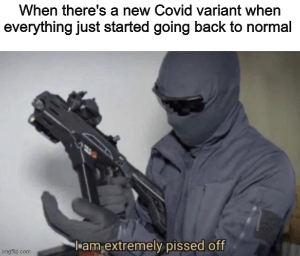 smh | When there's a new Covid variant when everything just started going back to normal | image tagged in i am extremely pissed off | made w/ Imgflip meme maker